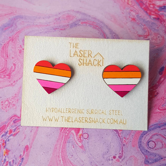 Studs Heart Lesbian - Hand-Painted Wood