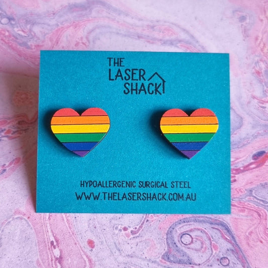 Studs Heart Rainbow - Hand-Painted Wood