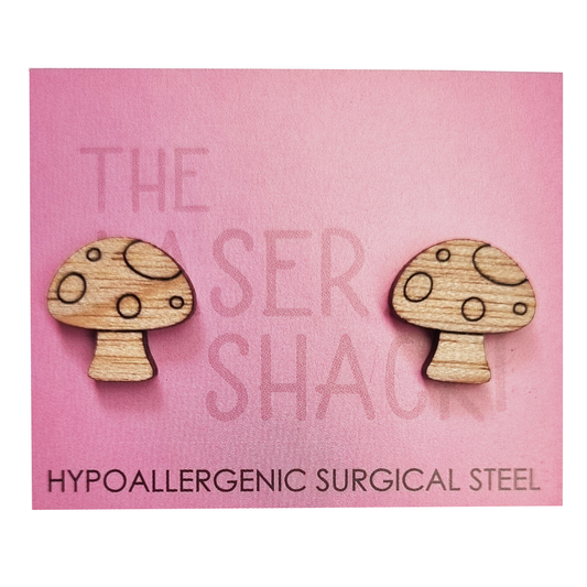 Mushroom Studs Laser Cut Wood
