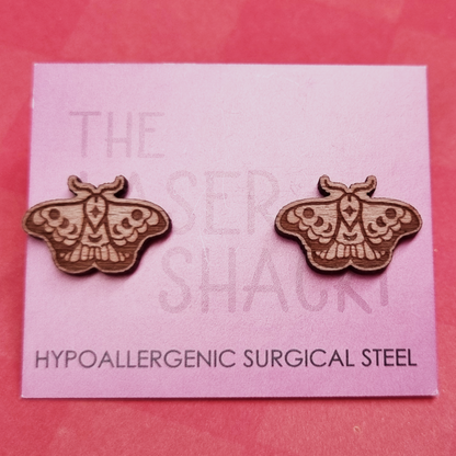 Mystic Moth Studs Laser Cut Wood