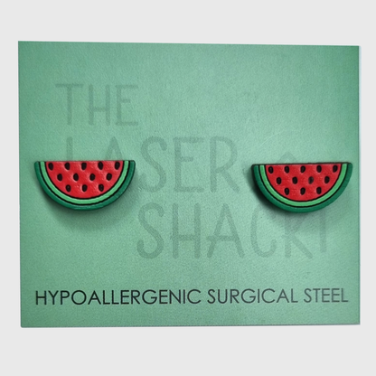 Watermelon Studs Hand-Painted Wood