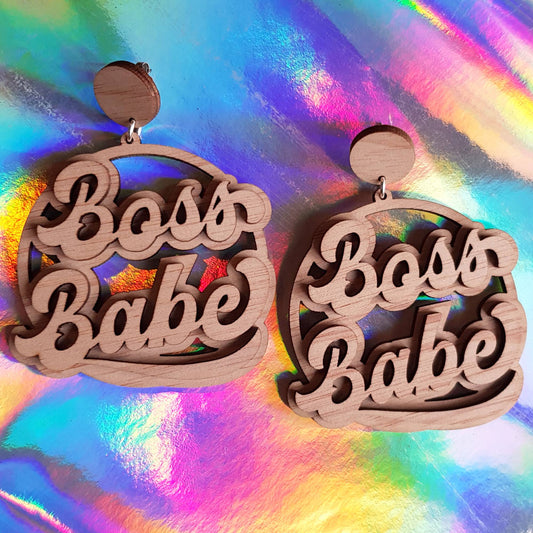 Earrings Boss Babe - Wood