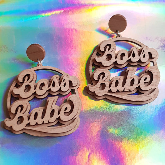 Earrings Boss Babe - Wood