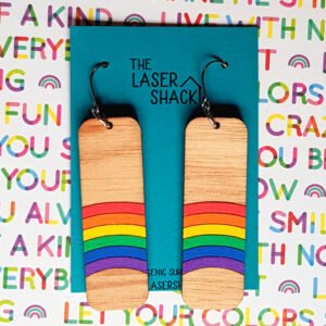 The Laser Shack Earrings Rainbow Rectangle